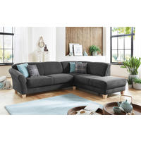 ECKSOFA in Flachgewebe Schwarz  - Schwarz/Naturfarben, Konventionell, Holz/Textil (257/212cm) - Sit & More
