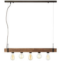 PENDELLEUCHTE 80/110/8 cm   - Dunkelbraun/Schwarz, Natur, Holz/Metall (80/110/8cm) - Brilliant