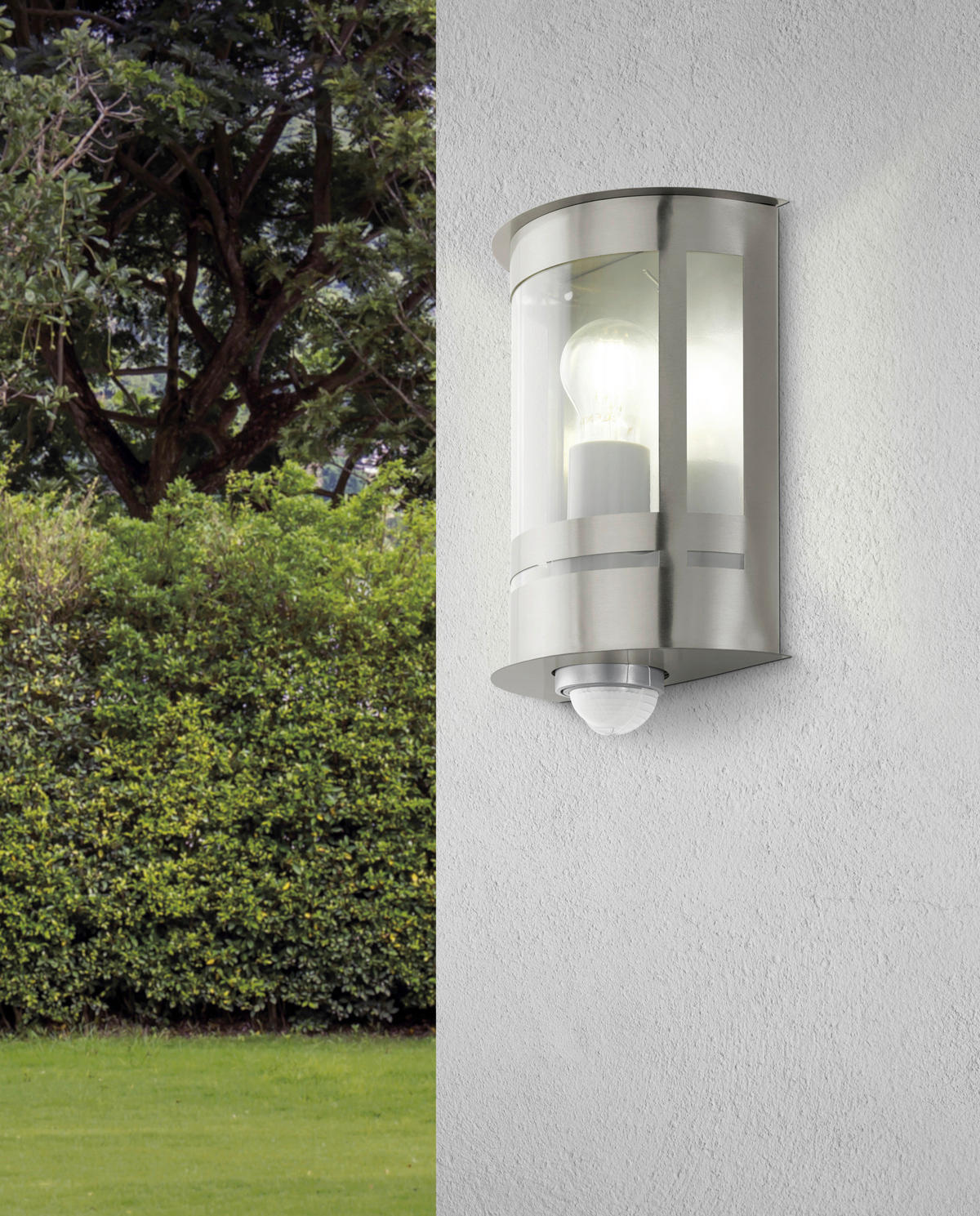 AUßENWANDLEUCHTE 20/26/10 cm   - Edelstahlfarben/Transparent, KONVENTIONELL, Kunststoff/Metall (20/26/10cm) - Eglo