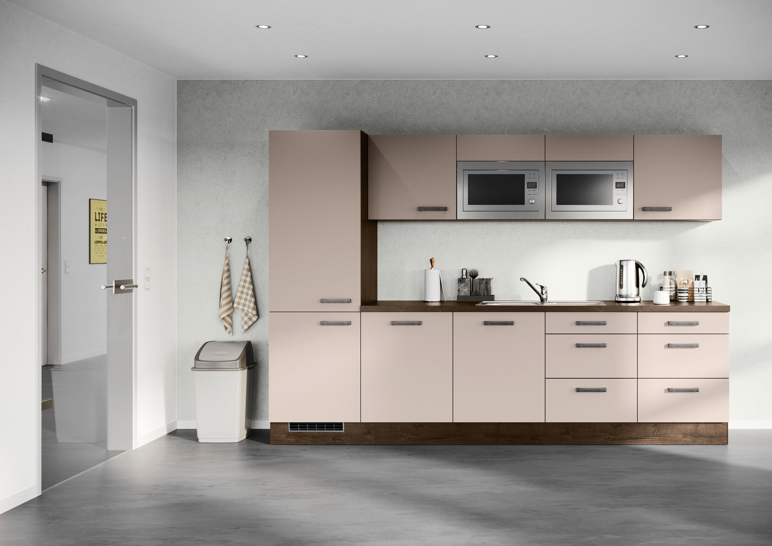 KÜCHENLEERBLOCK 300 cm   Cappuccino  - Eiche dunkel/Cappuccino, Design, Holzwerkstoff/Metall (300cm) - Impuls