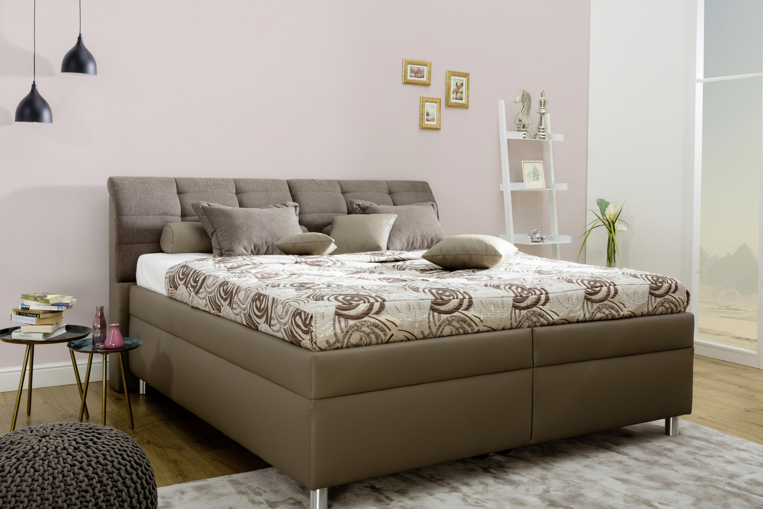 POLSTERBETT Matratze, gepolstertes Kopfteil, Lattenrost Braun 180/200 cm  - Alufarben/Braun, KONVENTIONELL, Textil (180/200cm) - Esposa