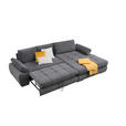 ECKSOFA in Flachgewebe Grau  294/173 cm  - Chromfarben/Weiß, Design, Kunststoff/Textil (294/173cm) - Carryhome