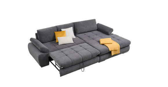 ECKSOFA in Flachgewebe Grau  294/173 cm  - Chromfarben/Weiß, Design, Kunststoff/Textil (294/173cm) - Carryhome