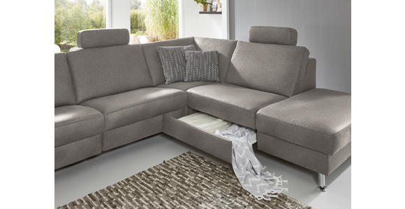 ECKSOFA in Mikrofaser Alufarben 275/242 cm - Alufarben, Design, Textil/Metall (275/242cm) - Dieter Knoll