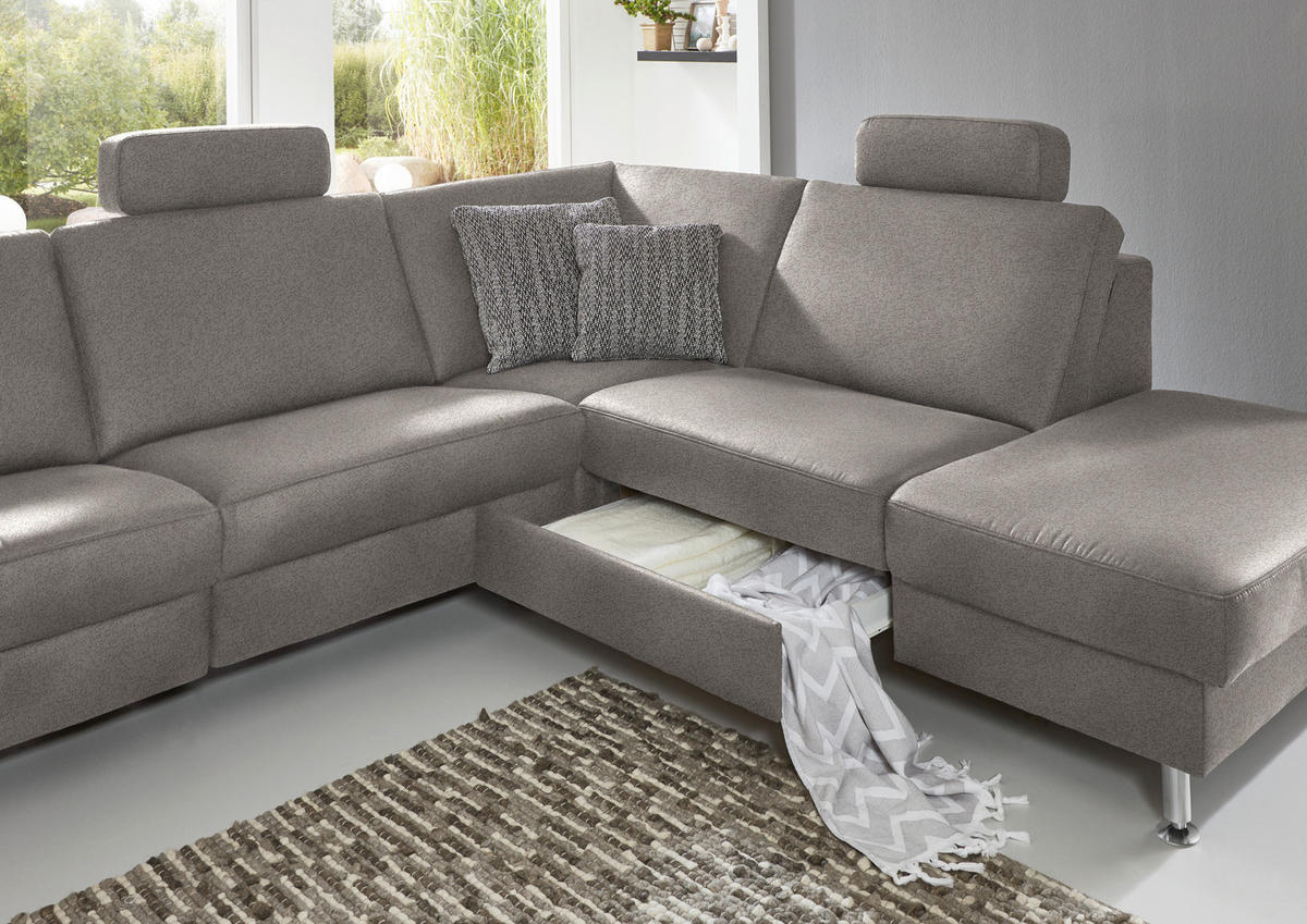 HÖRNSOFFA i mikrofiber aluminiumfärg  - aluminiumfärg, Design, metall/textil (275/242cm) - Dieter Knoll