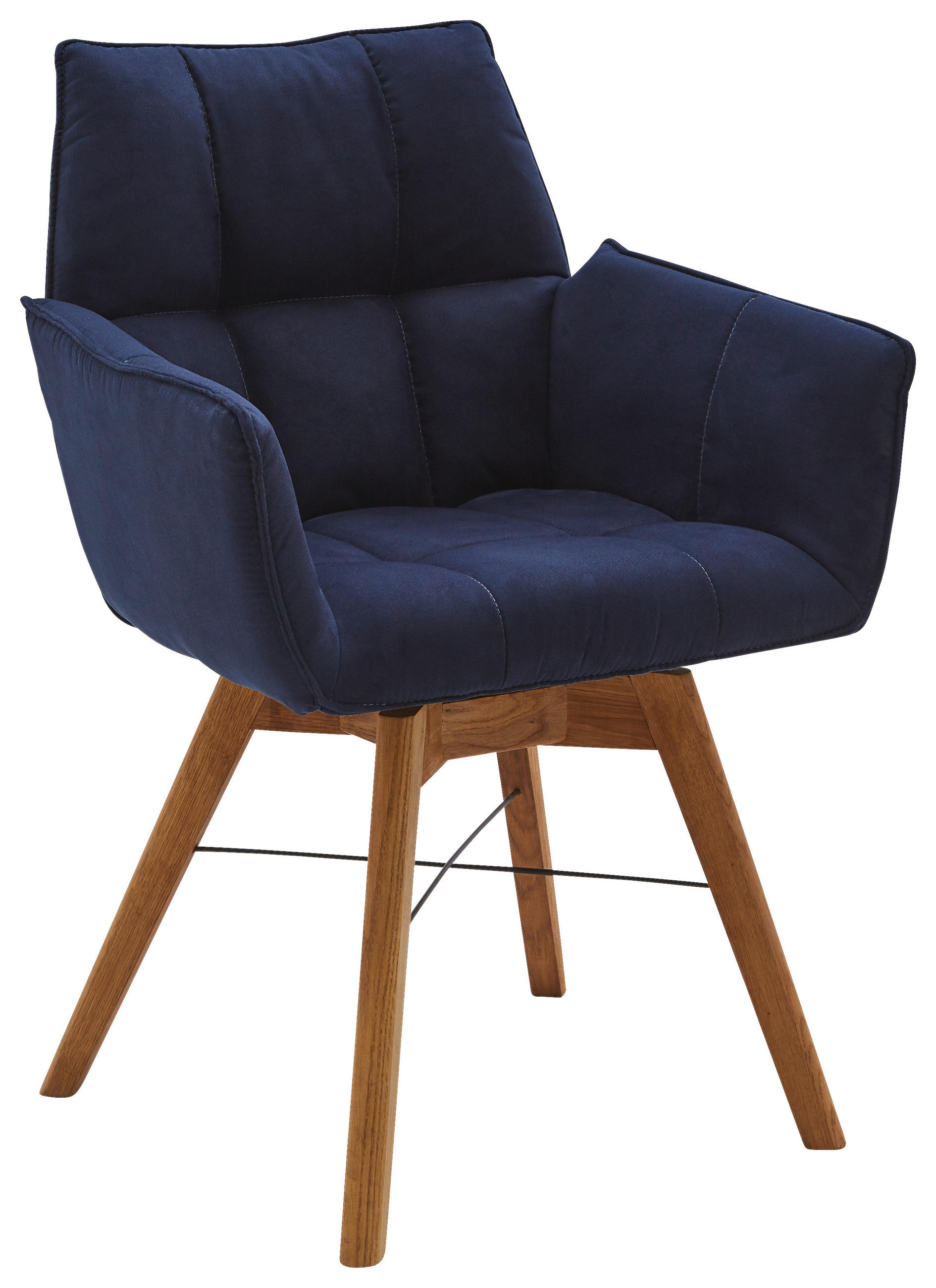ARMLEHNSTUHL  in Flachgewebe  - Eichefarben/Dunkelblau, Design, Holz/Textil (61/87/63cm) - Waldwelt