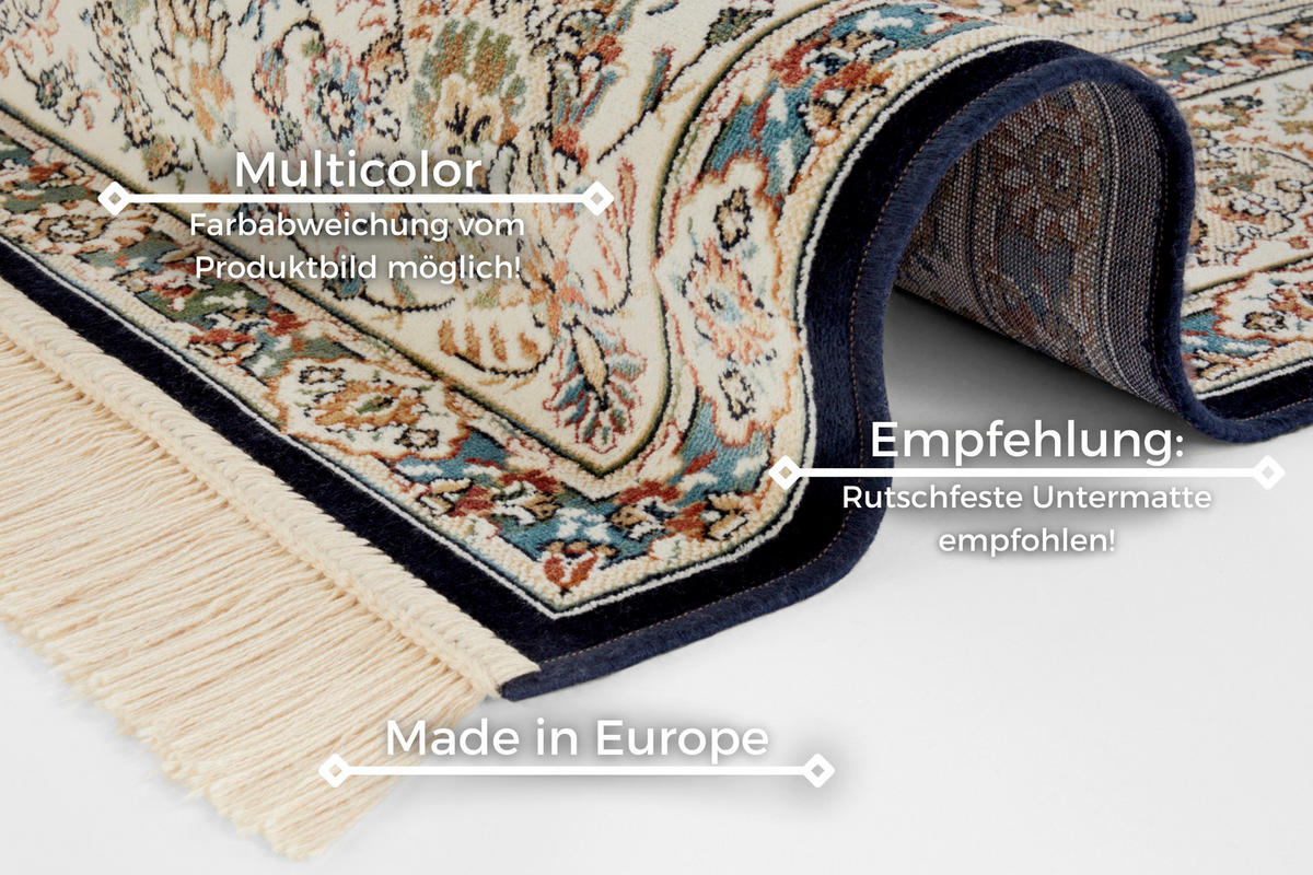 VINTAGE-TEPPICH 160/230 cm Naveh Creme, Dunkelblau  - Creme/Dunkelblau, Basics, Textil (160/230cm)