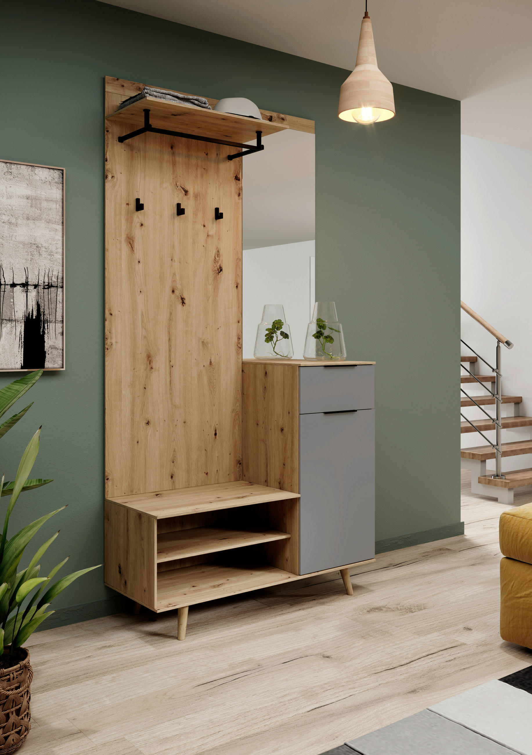 GARDEROBE  in 100/204/40 cm  - Graphitfarben/Eiche Artisan, KONVENTIONELL, Holzwerkstoff (100/204/40cm) - Boxxx