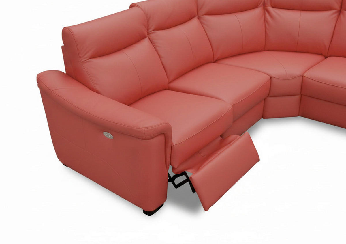 ECKSOFA Echtleder Rot  - Wengefarben/Rot, Design, Leder/Holz (260/229cm) - Livetastic