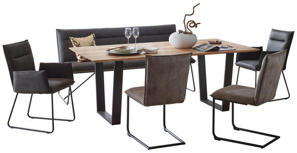 BARTISCH in Holz, Metall 140/70/92 cm - Eichefarben/Schwarz, Design, Holz/Metall (140/70/92cm) - Valnatura
