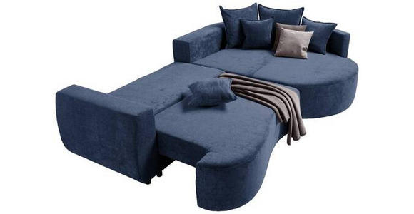 ECKSOFA in Chenille Dunkelblau 307/194 cm - Schwarz/Dunkelblau, Design, Kunststoff/Textil (307/194cm) - Carryhome