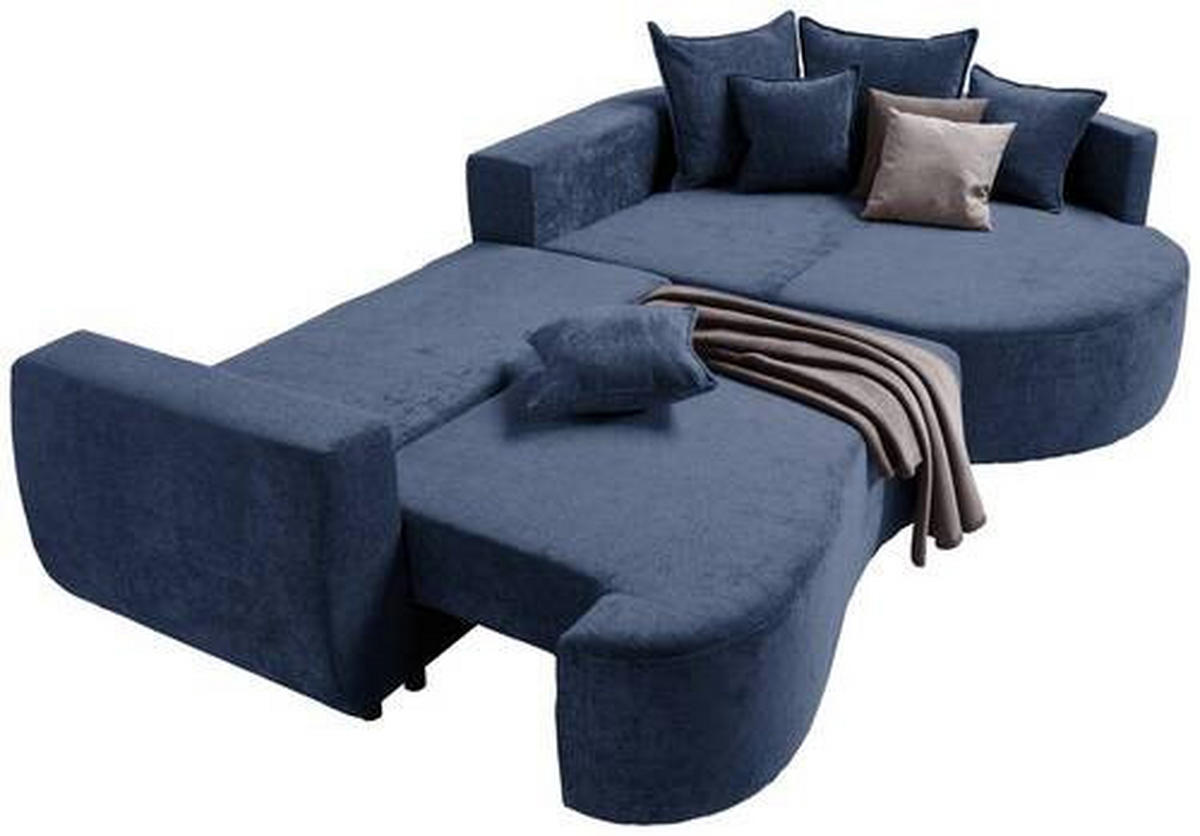 ECKSOFA in Chenille Dunkelblau  - Schwarz/Dunkelblau, Design, Kunststoff/Textil (307/194cm) - Carryhome