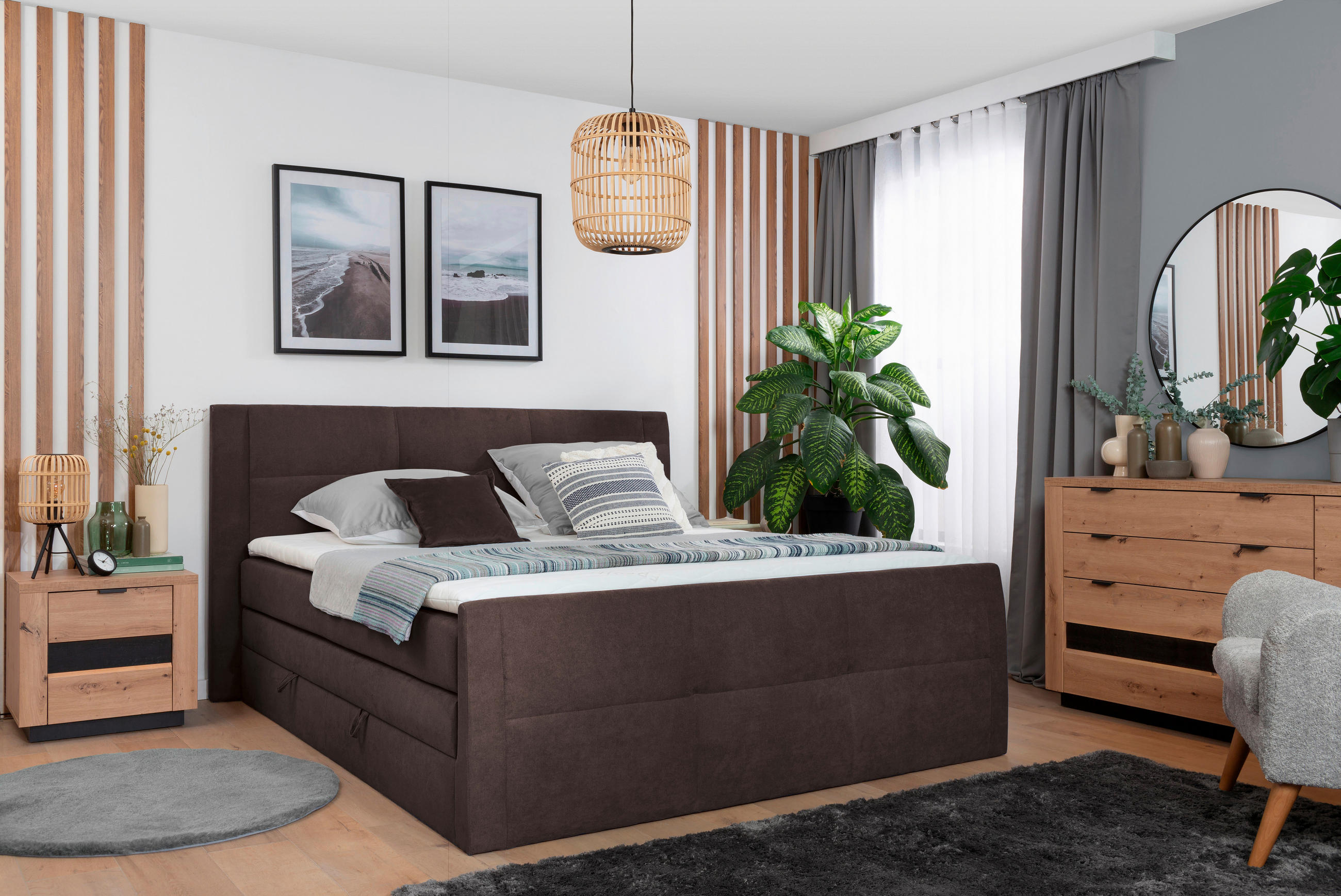 BOXSPRINGBETT 180/200 cm  in Braun  - Schwarz/Braun, KONVENTIONELL, Kunststoff/Textil (180/200cm) - Boxxx