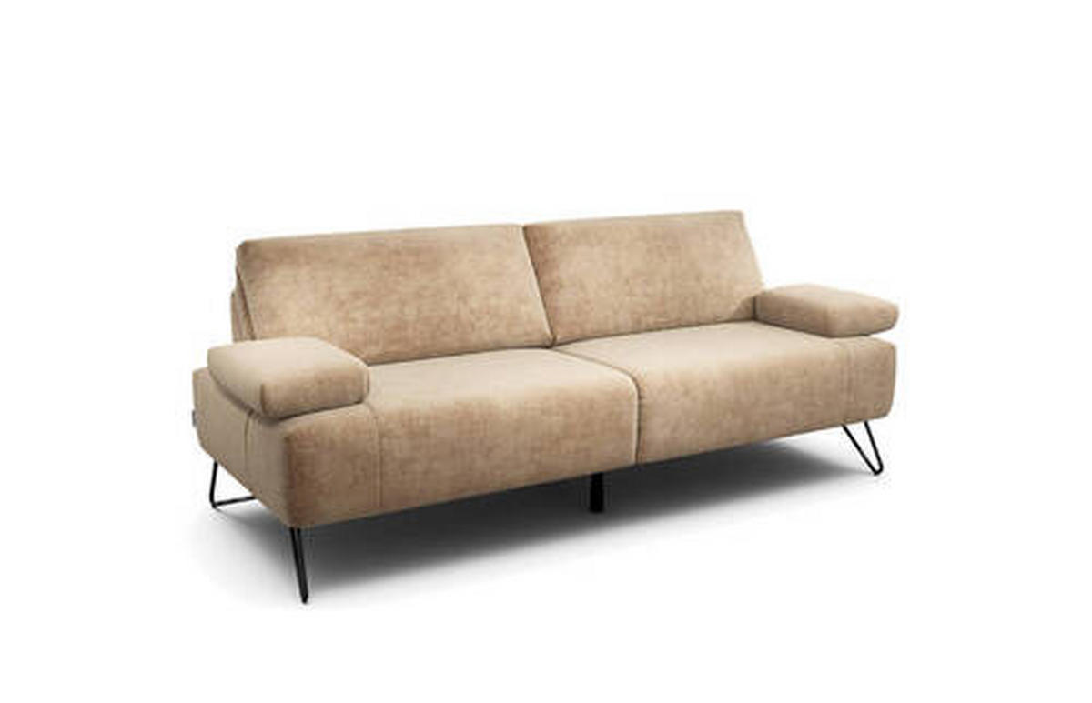 2,5-SITZER in Samt Sandfarben  - Sandfarben/Schwarz, Design, Textil/Metall (204-234/85/86-94cm) - SENSOO