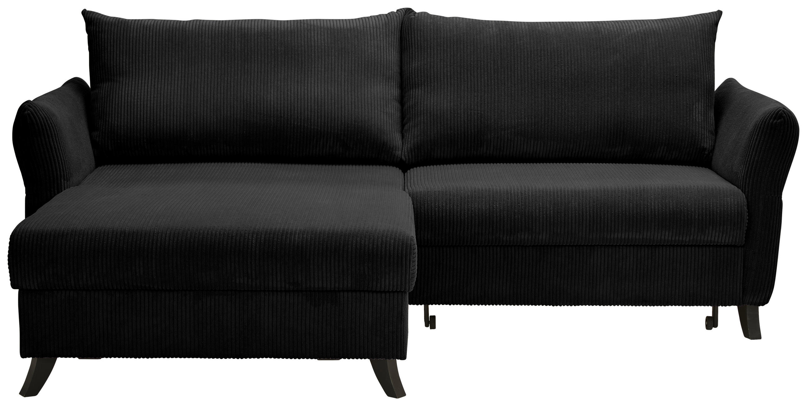 ECKSOFA Cord Schwarz  - Schwarz, Romantik / Landhaus, Holz/Textil (245/159cm) - Stylife
