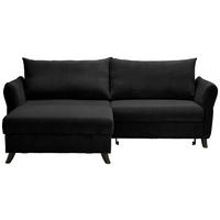 ECKSOFA Cord Schwarz  - Schwarz, Romantik / Landhaus, Holz/Textil (245/159cm) - Stylife