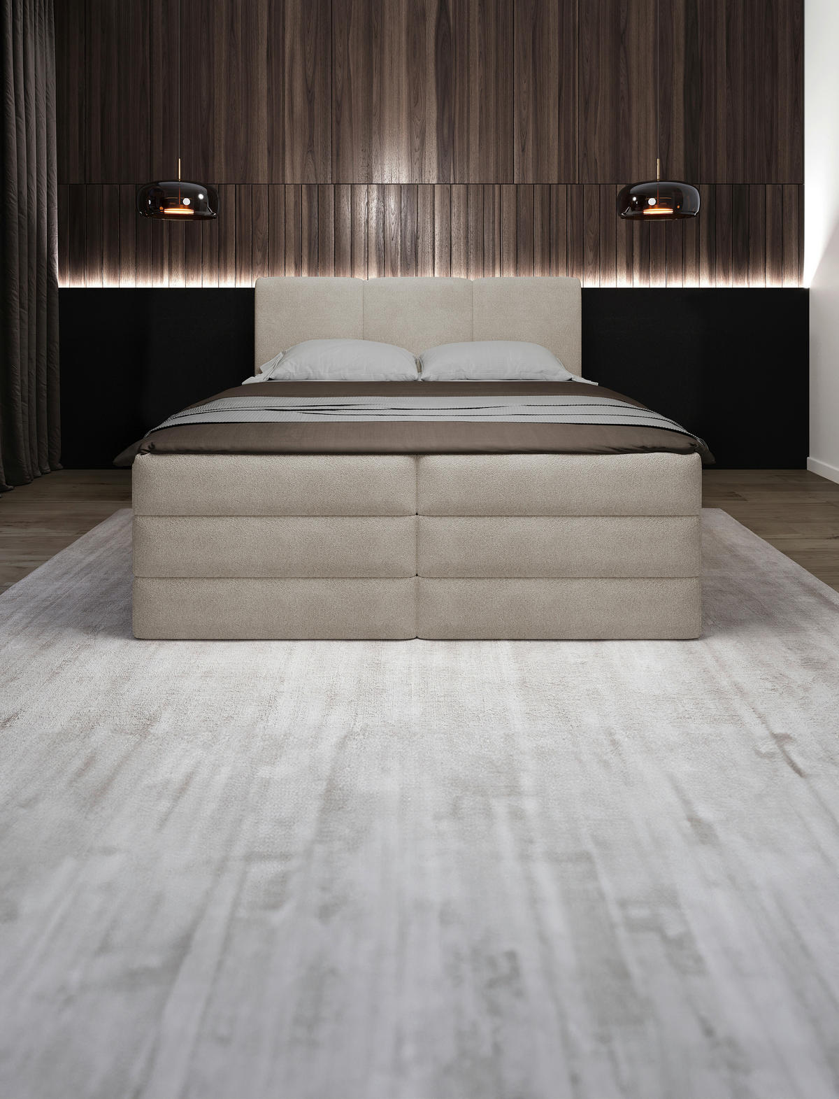 BOXSPRINGBETT 160/200 cm  Creme  - Creme/Schwarz, Modern, Holz/Holzwerkstoff (160/200cm) - MID.YOU