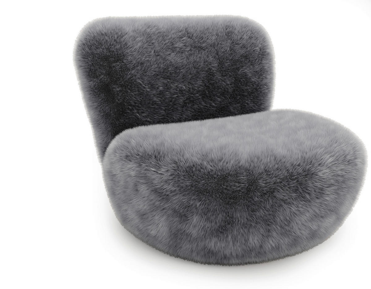 SESSEL Teddystoff Dunkelgrau  - Dunkelgrau/Schwarz, Design, Holz/Textil (76/70/70cm) - Livetastic