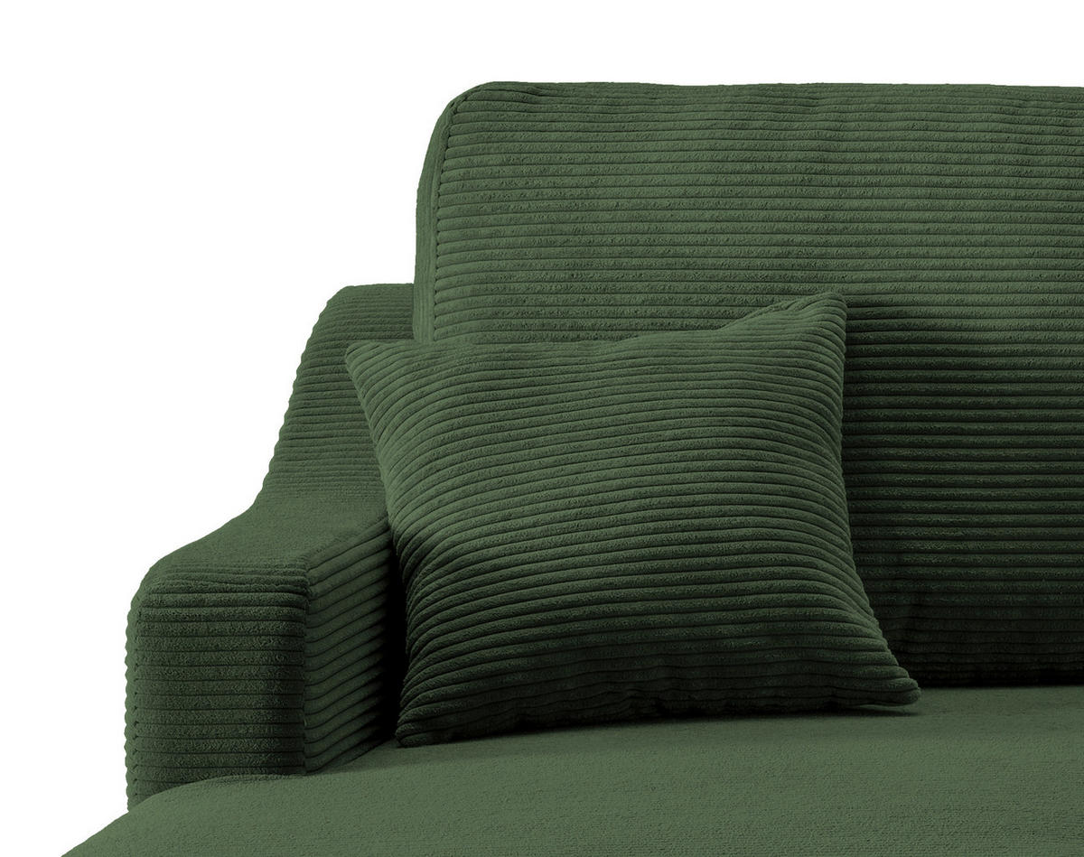 ECKSOFA in Cord Dunkelgrün  - Dunkelgrün/Naturfarben, Design, Holz/Textil (150/228cm) - P & B