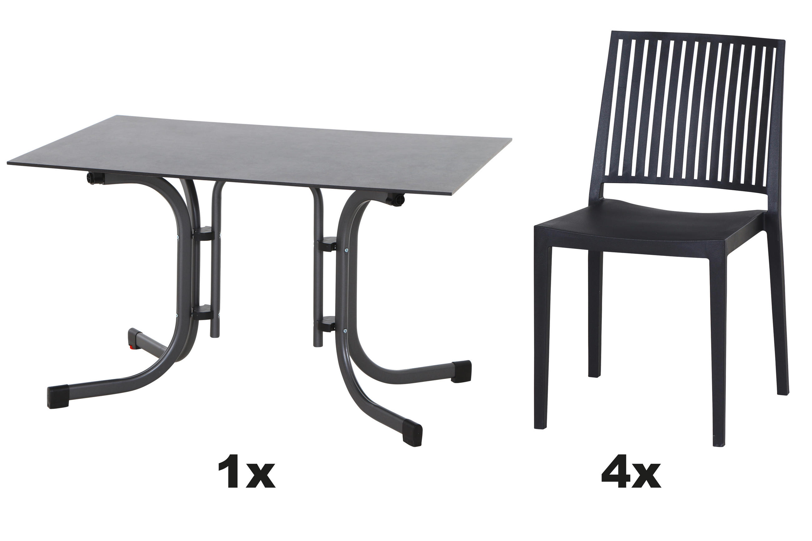 GARTENGARNITUR 5-teilig  - Anthrazit, Basics, Holzwerkstoff/Kunststoff (57cm) - Siena Garden