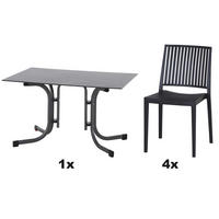 GARTENGARNITUR 5-teilig  - Anthrazit, Basics, Holzwerkstoff/Kunststoff (57cm) - Siena Garden