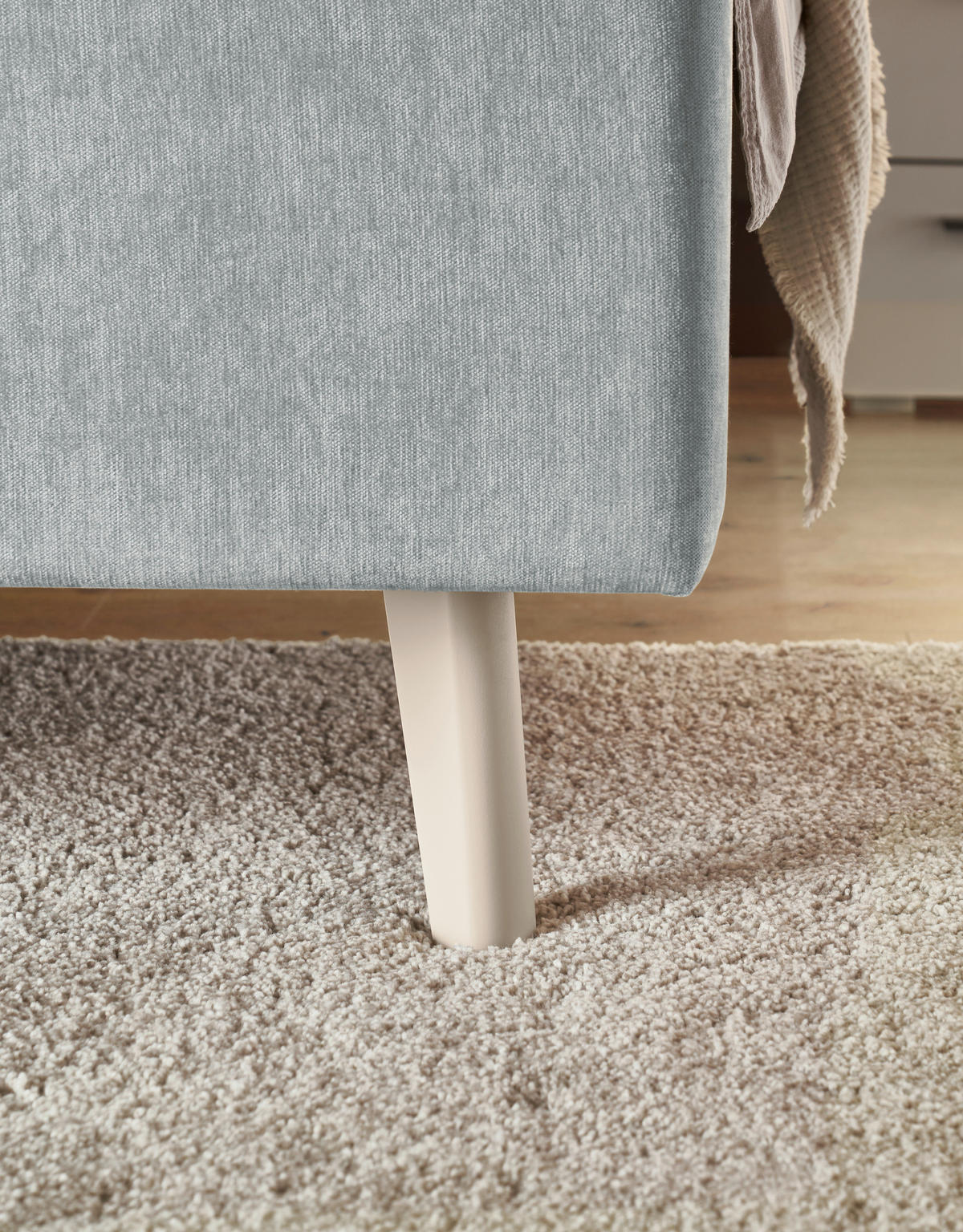 POLSTERBETT 140/200 cm,  in Hellblau,  - Sandfarben/Hellblau, KONVENTIONELL, Holz/Textil (140/200cm) - SetOne by Musterring