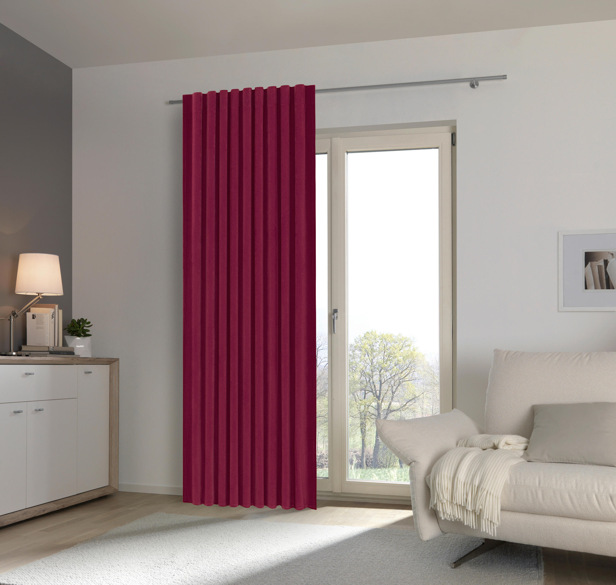 GARDINLÄNGD  - mörkröd, Basics, textil (140/245cm) - Esposa