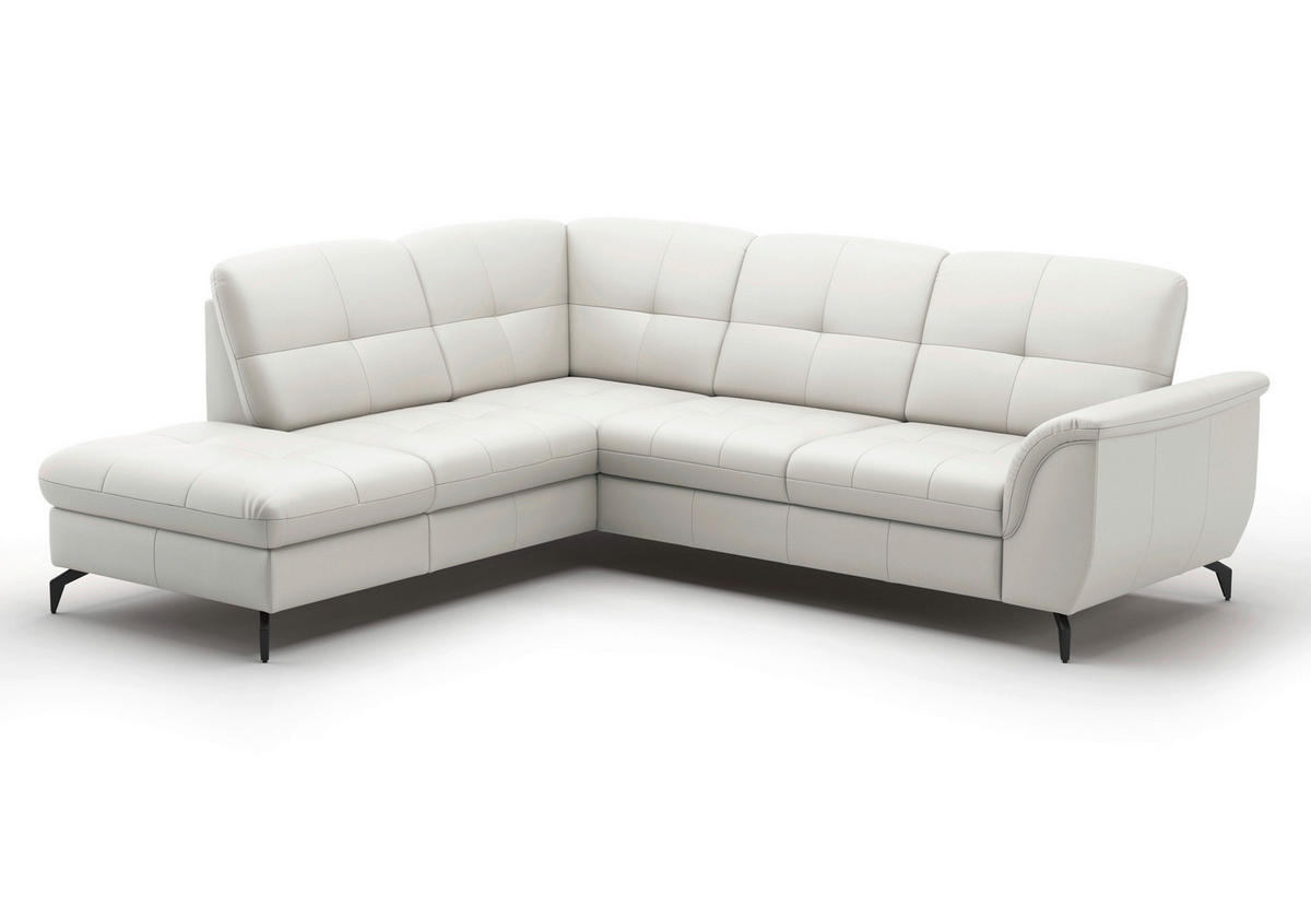 ECKSOFA in Vliesstoff Kombination Echtleder/Stoff Weiß  212/244 cm  - Schwarz/Weiß, MODERN, Leder/Textil (212/244cm) - Sit & More