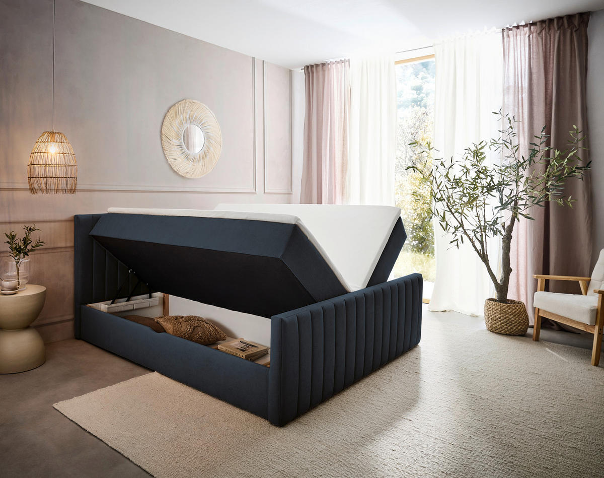 AMERICKÁ POSTEĽ, 160/200 cm, antracitová - čierna/antracitová, Konventionell, textil/plast (160/200cm) - Boxxx
