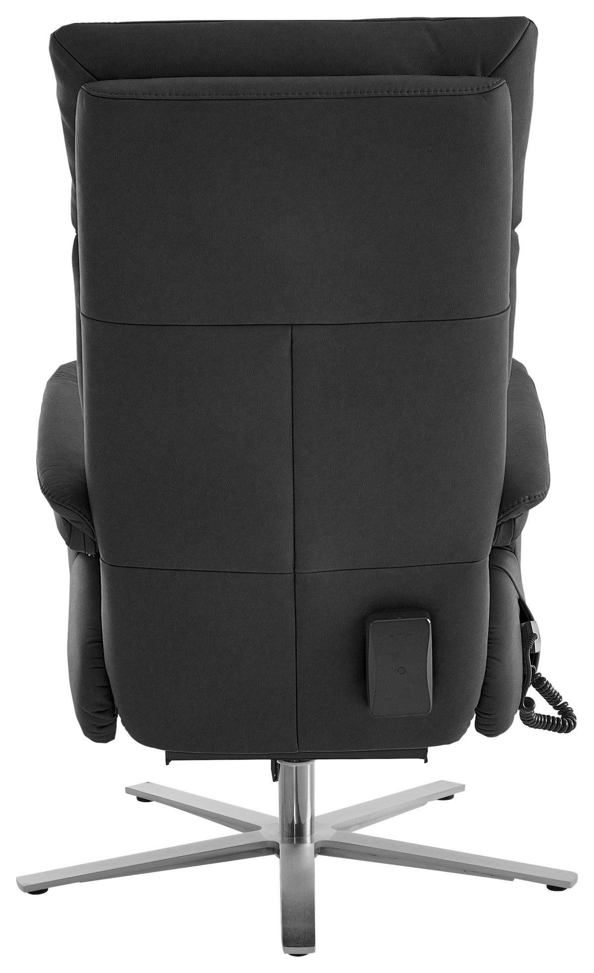 RELAXSESSEL in Leder Anthrazit  - Edelstahlfarben/Anthrazit, Design, Leder/Metall (70/124/85cm) - Cantus