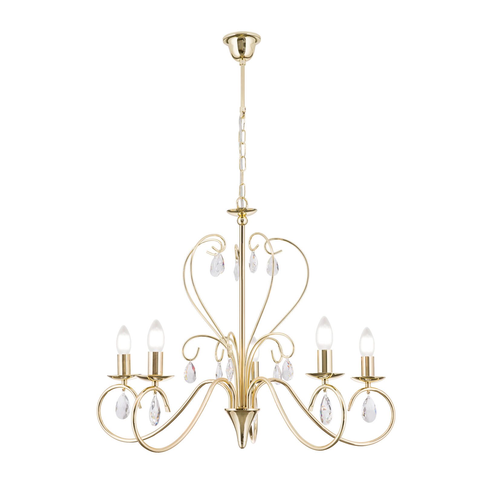 XXXLutz Kristall-Hängeleuchte Alessia Gold 68.0x118x68 cm