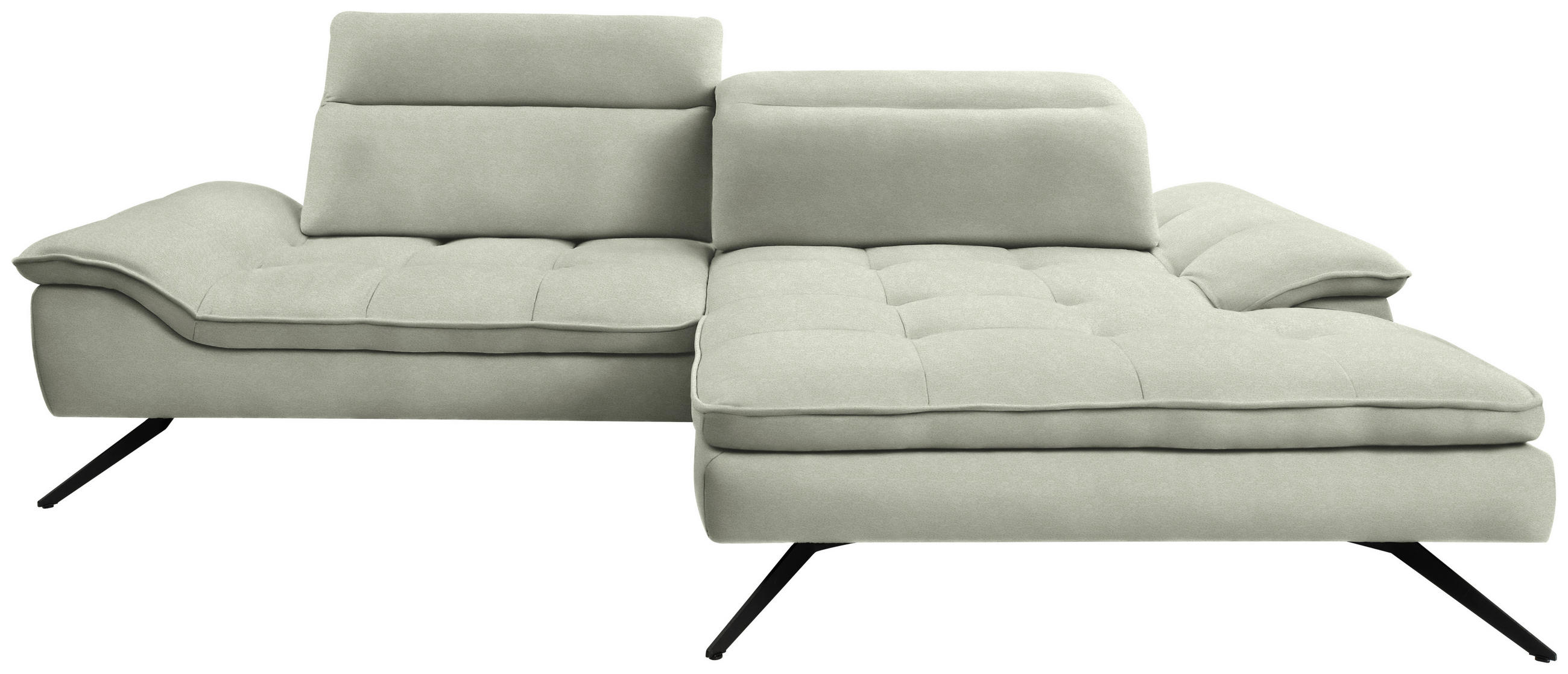 ECKSOFA in Chenille Greige  - Greige/Schwarz, Design, Textil/Metall (288/179-202cm) - Stylife