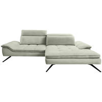 ECKSOFA in Chenille Greige  288/179-202 cm  - Greige/Schwarz, Design, Textil/Metall (288/179-202cm) - Stylife