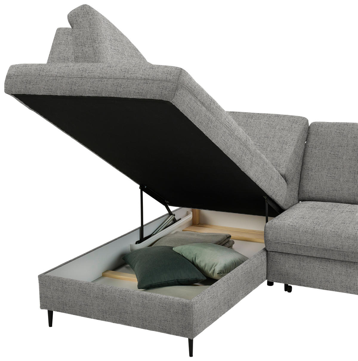 KUTNA GARNITURA tekstil  boje grafita   - boje grafita/crna, Moderno, tekstil/drvo (184/241cm) - Carryhome