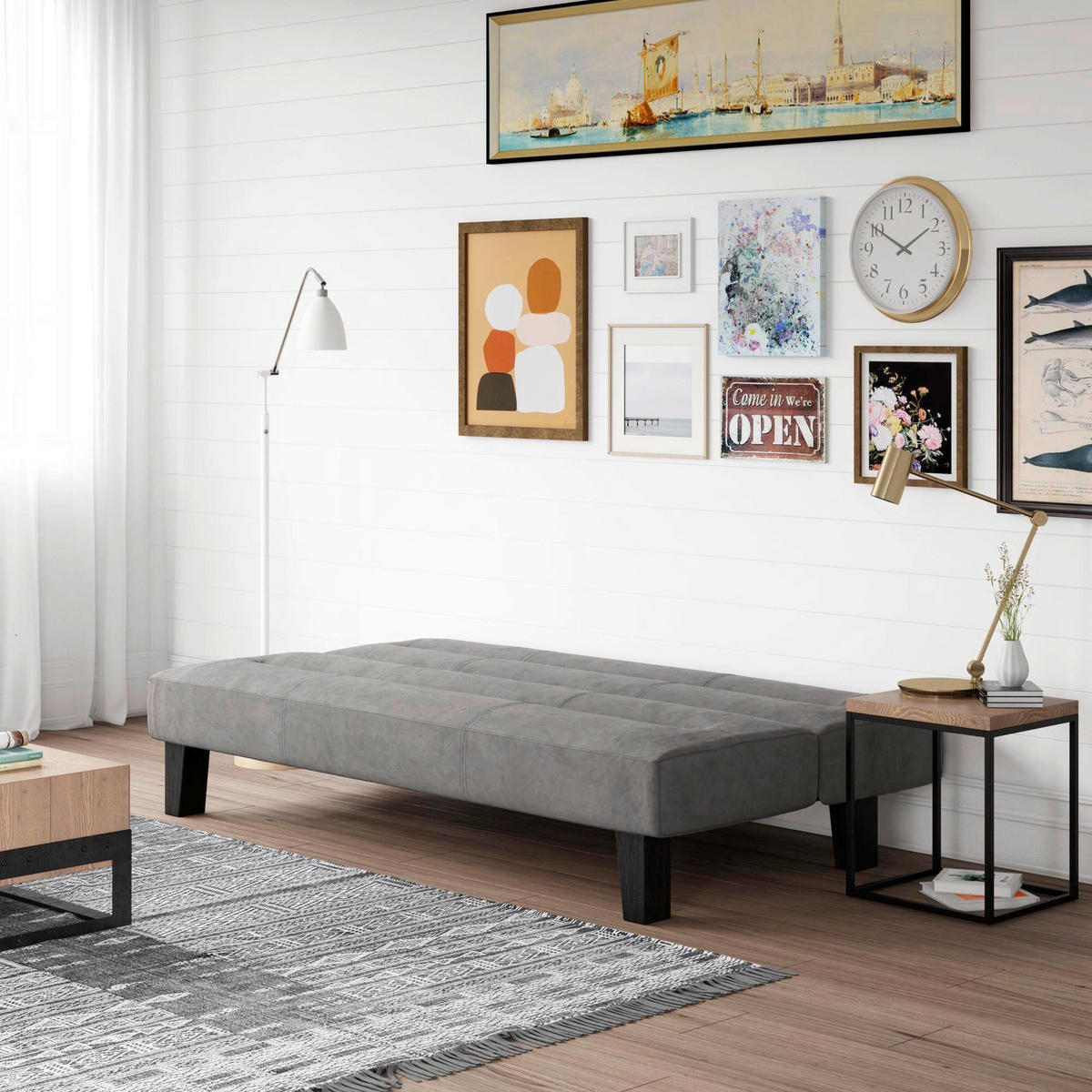 SCHLAFSOFA Kebo  in Anthrazit  - Anthrazit/Schwarz, Design, Textil/Metall (175/73/81cm) - MID.YOU