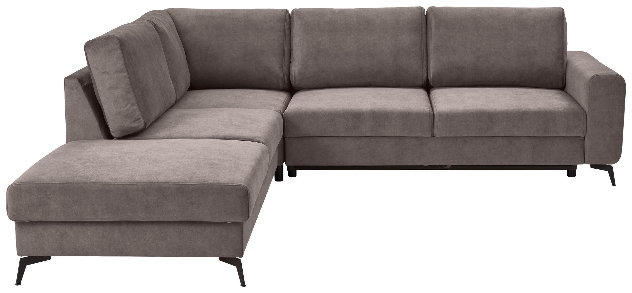 ECKSOFA in Chenille Greige  - Greige/Schwarz, Konventionell, Textil/Metall (257/275cm) - MID.YOU