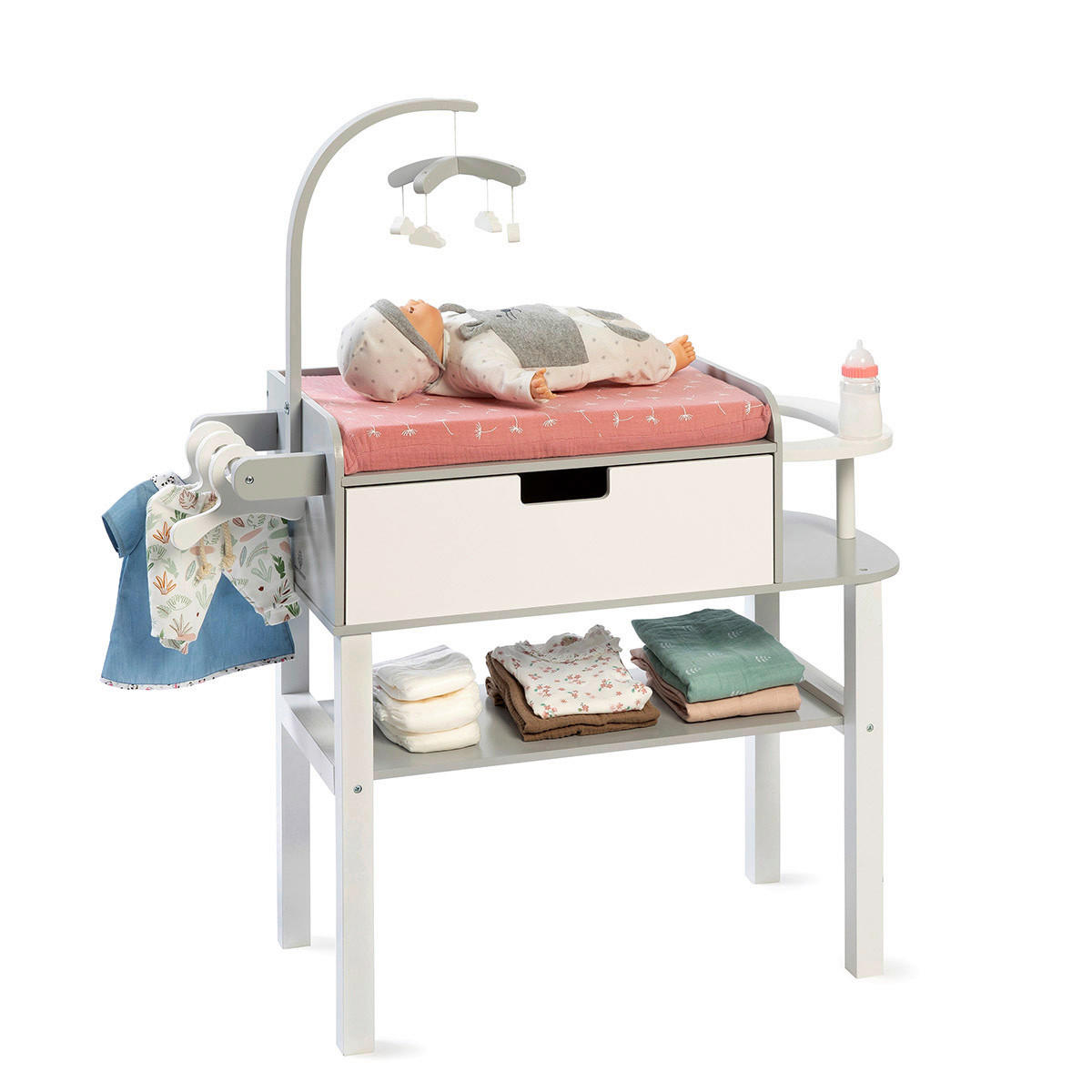 Musterkind Puppenwickelkommode Viola Grau, Weiß 30x90x71 cm