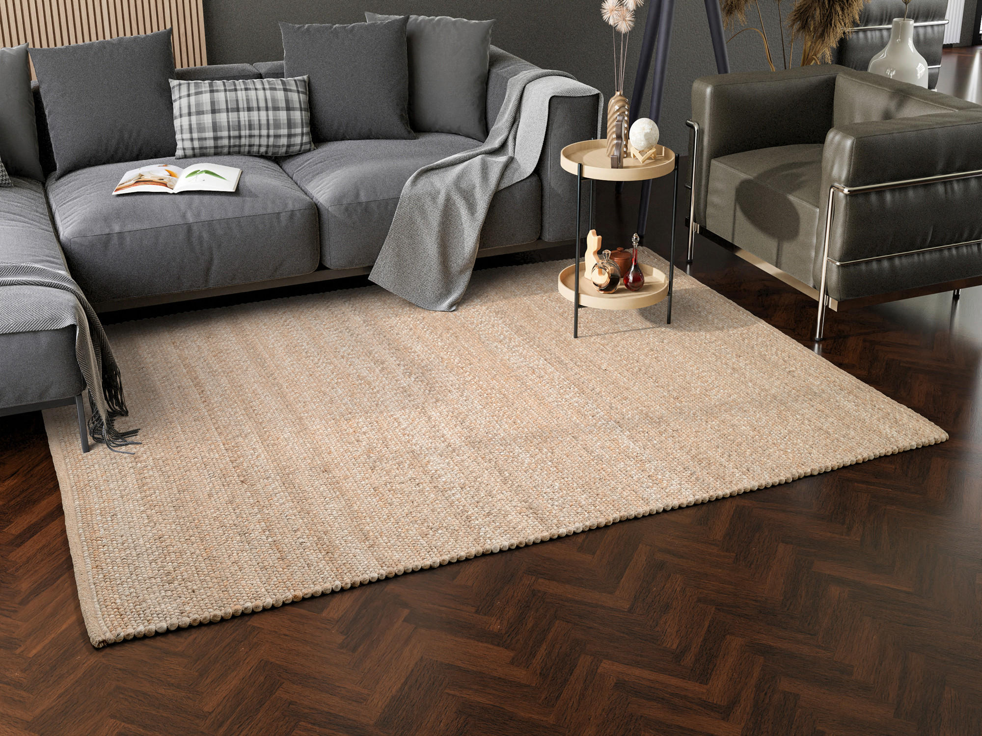 HANDWEBTEPPICH 300/400 cm Helsinki Cappuccino  - Cappuccino, Basics, Textil (300/400cm) - Linea Natura