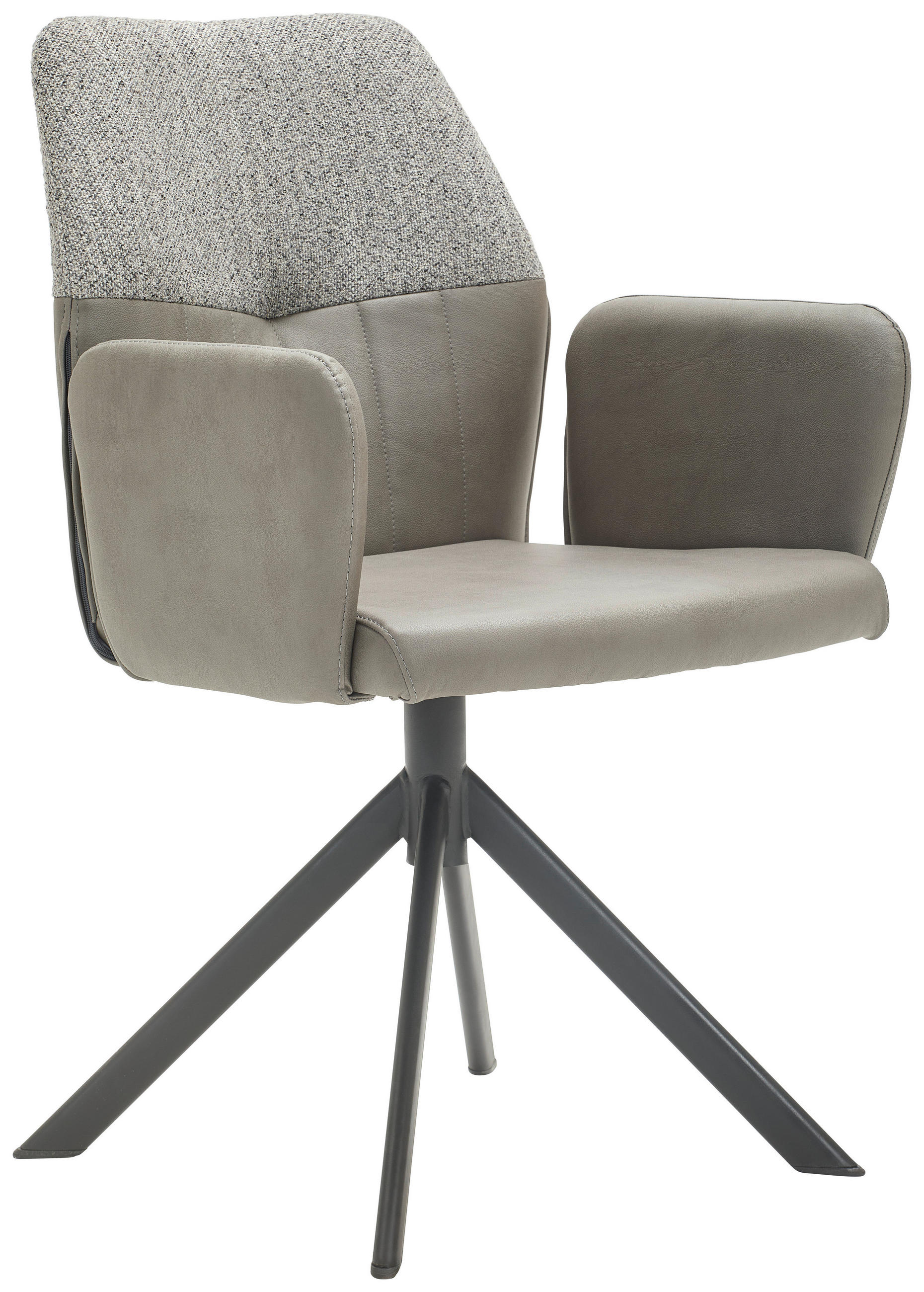 ARMLEHNSTUHL in Lederlook, Webstoff - Schwarz/Grau, Konventionell, Textil/Metall (57/87/63cm) - Valdera
