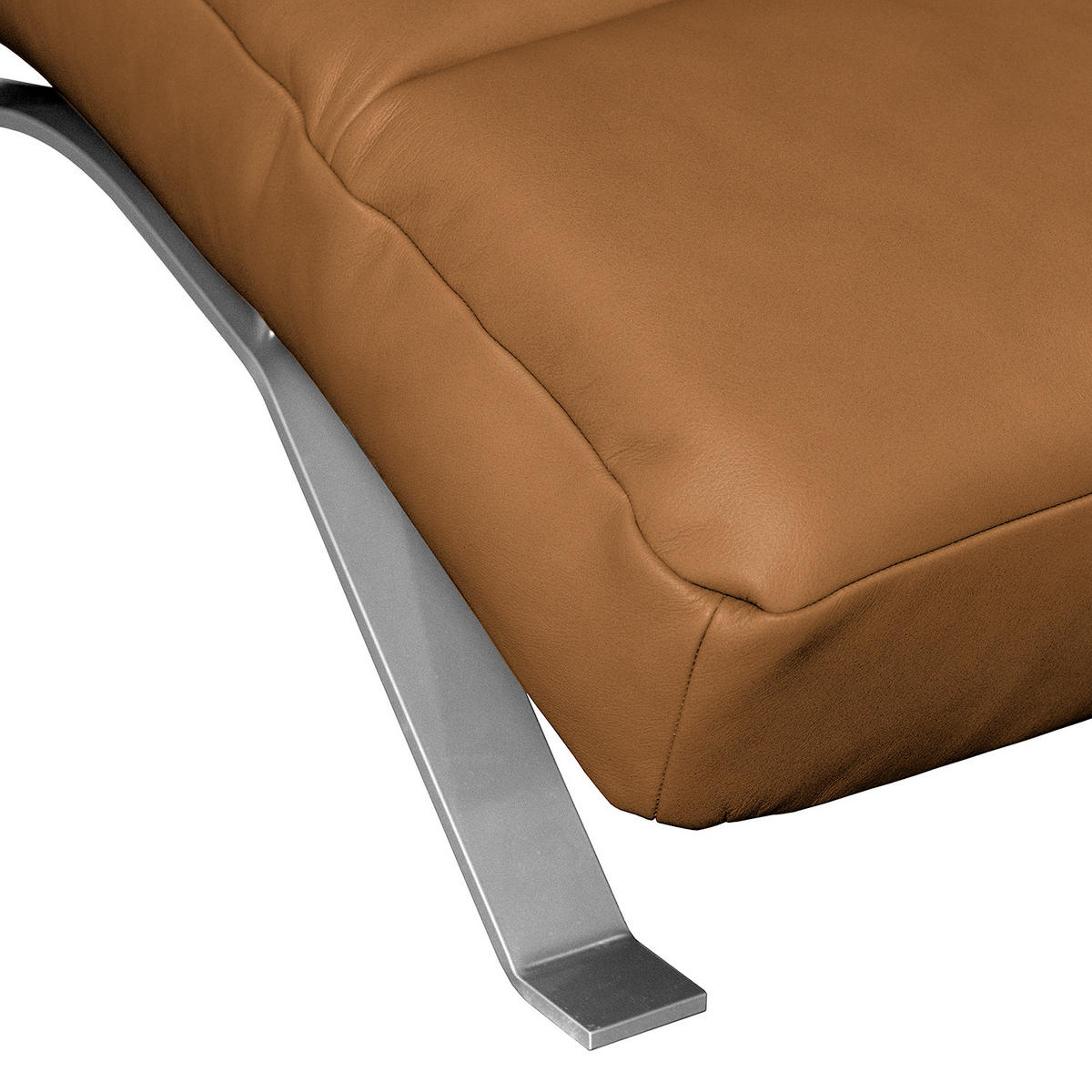 RELAXLIEGE in Echtleder Cognac  - Cognac/Silberfarben, Design, Leder/Metall (65/65-95/171cm) - Livetastic