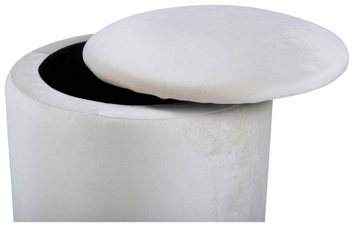 POUF Samt 32/40/32 cm  - Creme, Design, Textil (32/40/32cm) - Livetastic