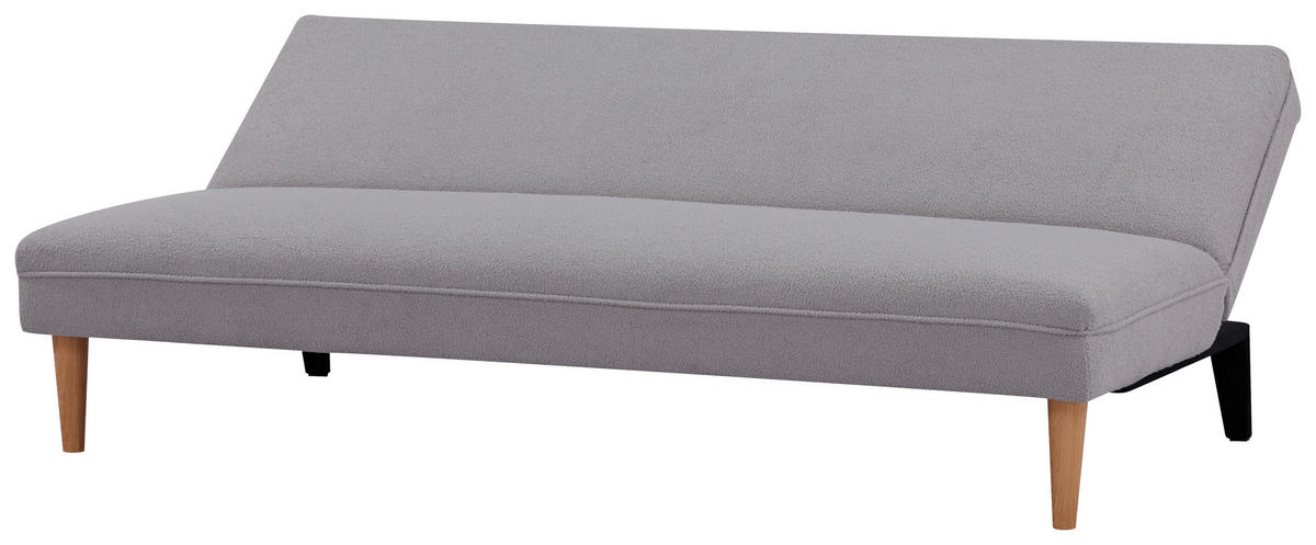 SCHLAFSOFA in Bouclé Grau  - Schwarz/Naturfarben, Modern, Holz/Kunststoff (183/77/87cm) - P & B
