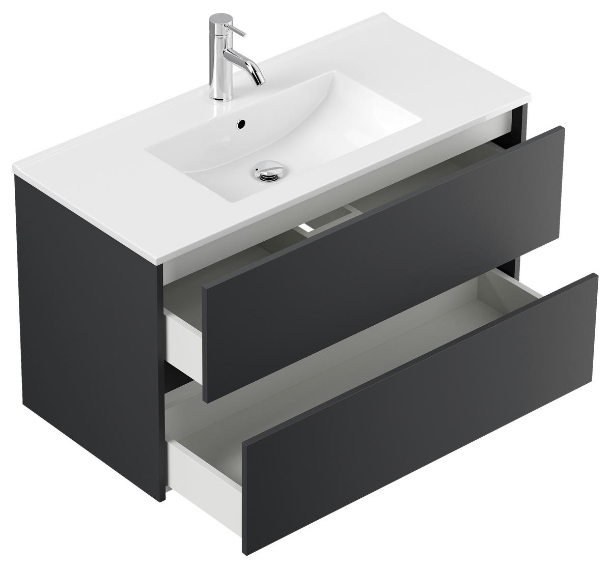 BADEZIMMER 5-teilig  in 100 cm  - Graphitfarben/Weiß, Basics, Keramik/Holzwerkstoff (100cm) - MID.YOU