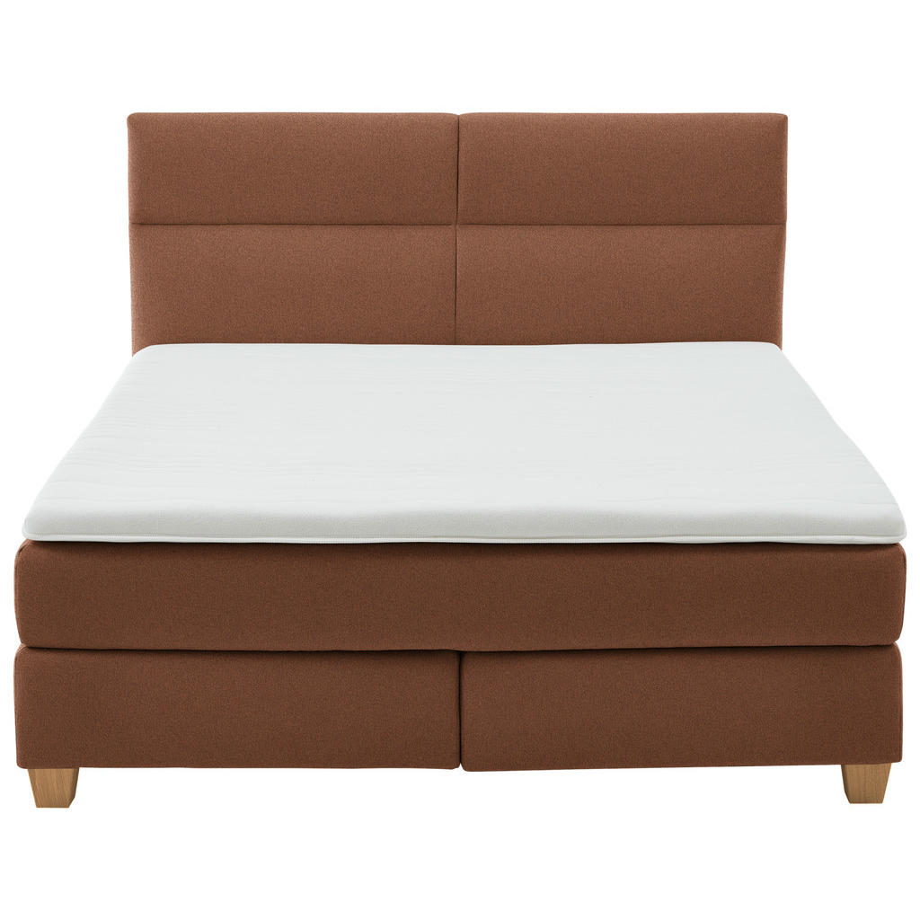 Thumbnail - Beldomo - Sleep Boxspringbett, Rost, Textil, Buche, massiv, H2, Höhe ca. 21 cm, 200x200 cm, Goldenes M, Made in EU, Matr...