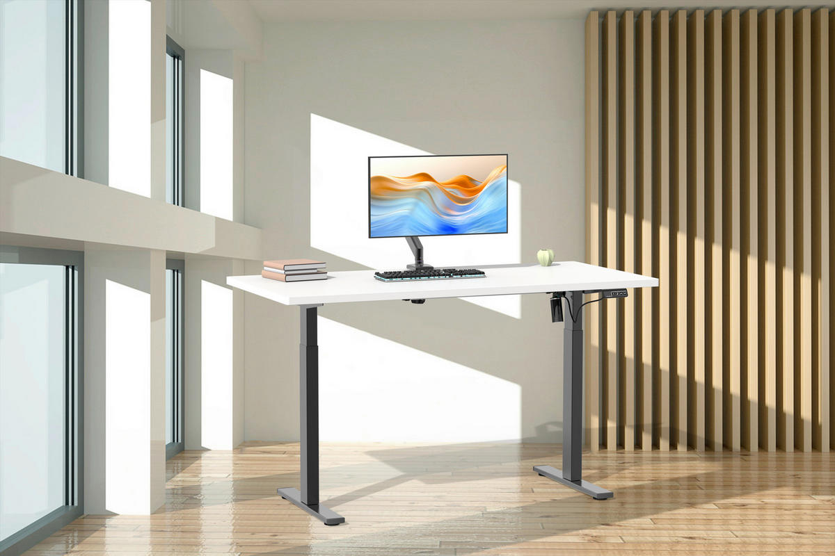 SKRIVBORD 140/80/71 cm  i svart, vit  - vit/silver, Design, metall/trämaterial (140/80/71cm) - MID.YOU