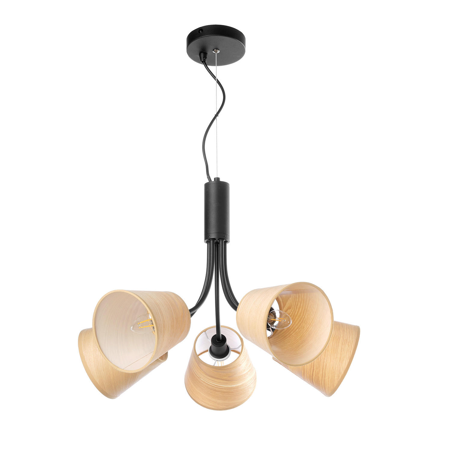 KRONLEUCHTER 55/150 cm   - Eichefarben/Schwarz, KONVENTIONELL, Textil/Metall (55/150cm)