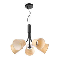 KRONLEUCHTER 55/150 cm   - Eichefarben/Schwarz, KONVENTIONELL, Textil/Metall (55/150cm)