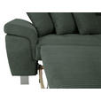 ECKSOFA inkl. Funktionen Waldgrün Cord  - Waldgrün/Silberfarben, Design, Textil/Metall (257/226cm) - Xora