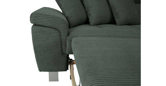 ECKSOFA inkl. Funktionen Waldgrün Cord  - Waldgrün/Silberfarben, Design, Textil/Metall (257/226cm) - Xora