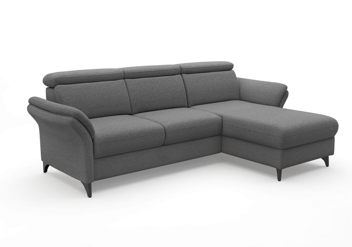ECKSOFA GLENDALE E Dunkelgrau Flachgewebe  - Dunkelgrau/Schwarz, KONVENTIONELL, Textil/Metall (253/166cm) - Sit & More